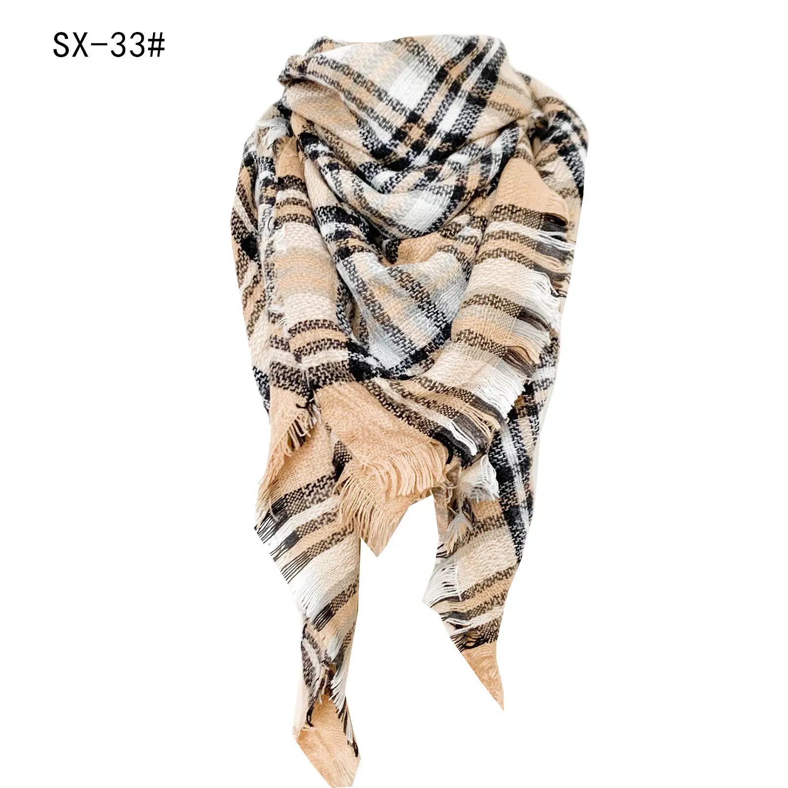 Faux Cashmere Plaid Triangle Shawl Scarf for Women - Image 11