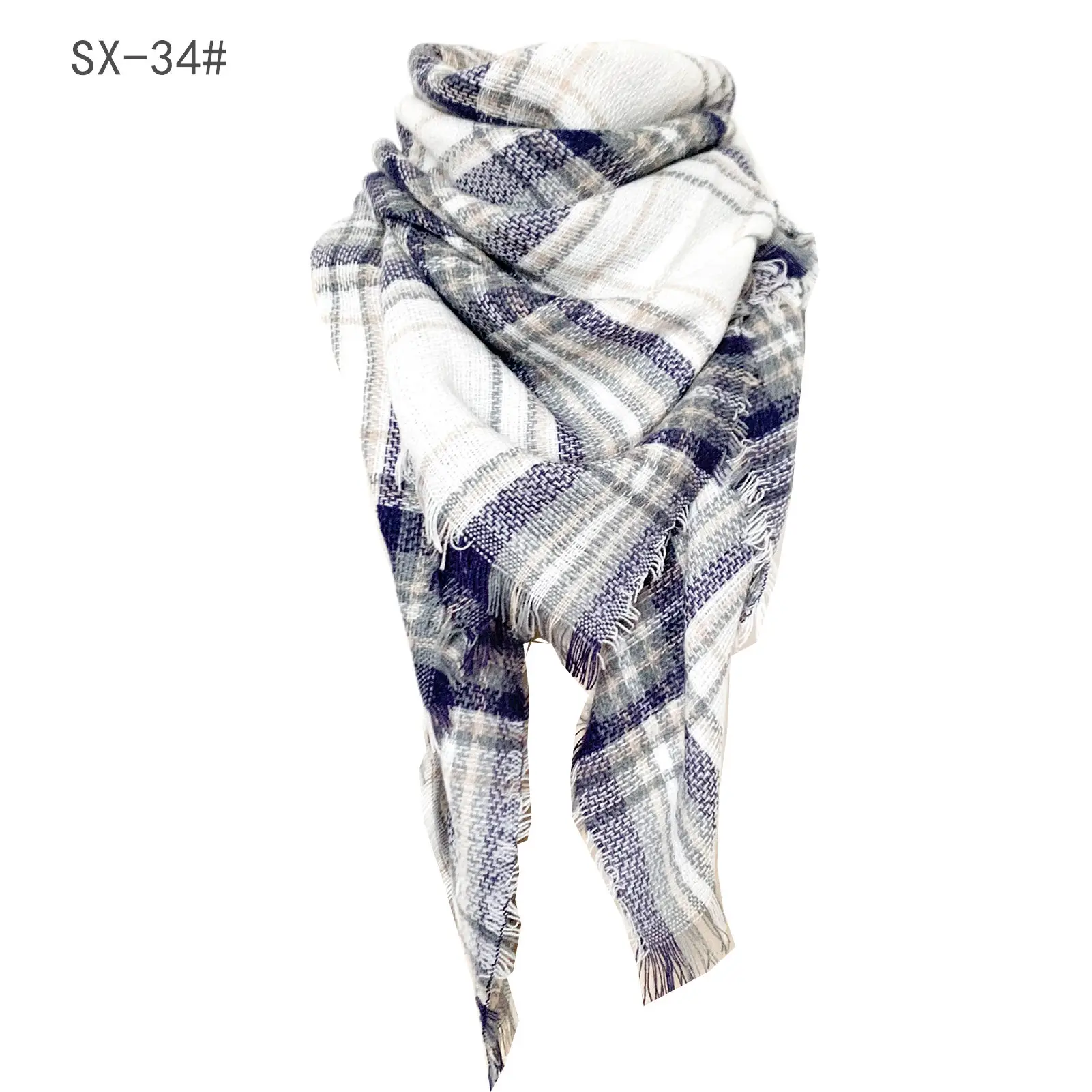 Faux Cashmere Plaid Triangle Shawl Scarf for Women - Image 12