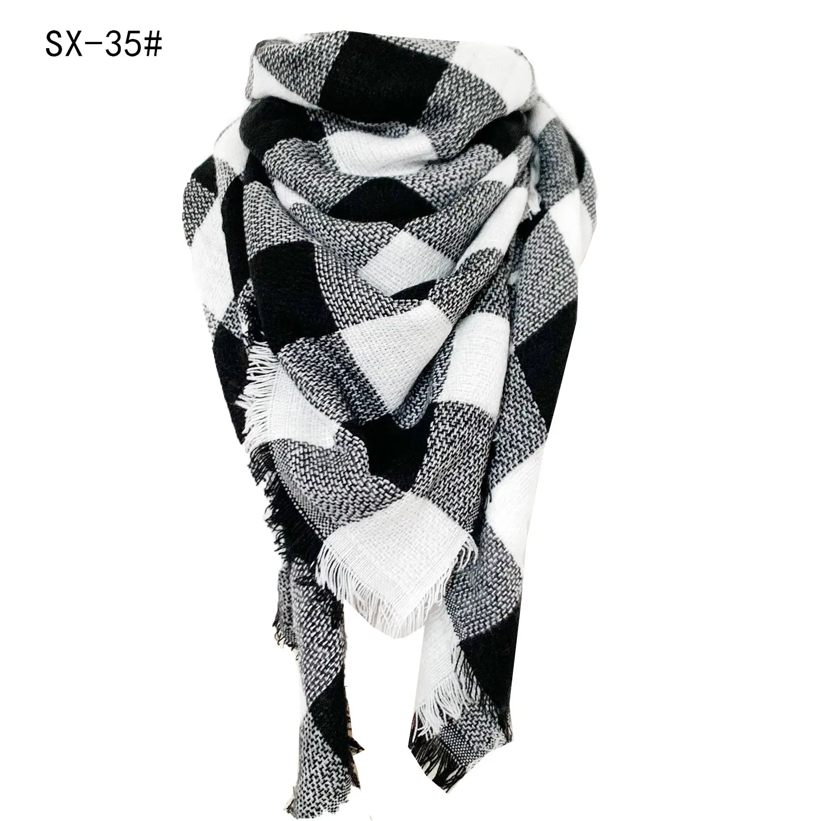 Faux Cashmere Plaid Triangle Shawl Scarf for Women - Image 13