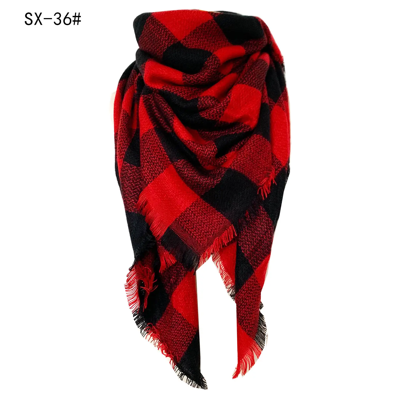 Faux Cashmere Plaid Triangle Shawl Scarf for Women - Image 14