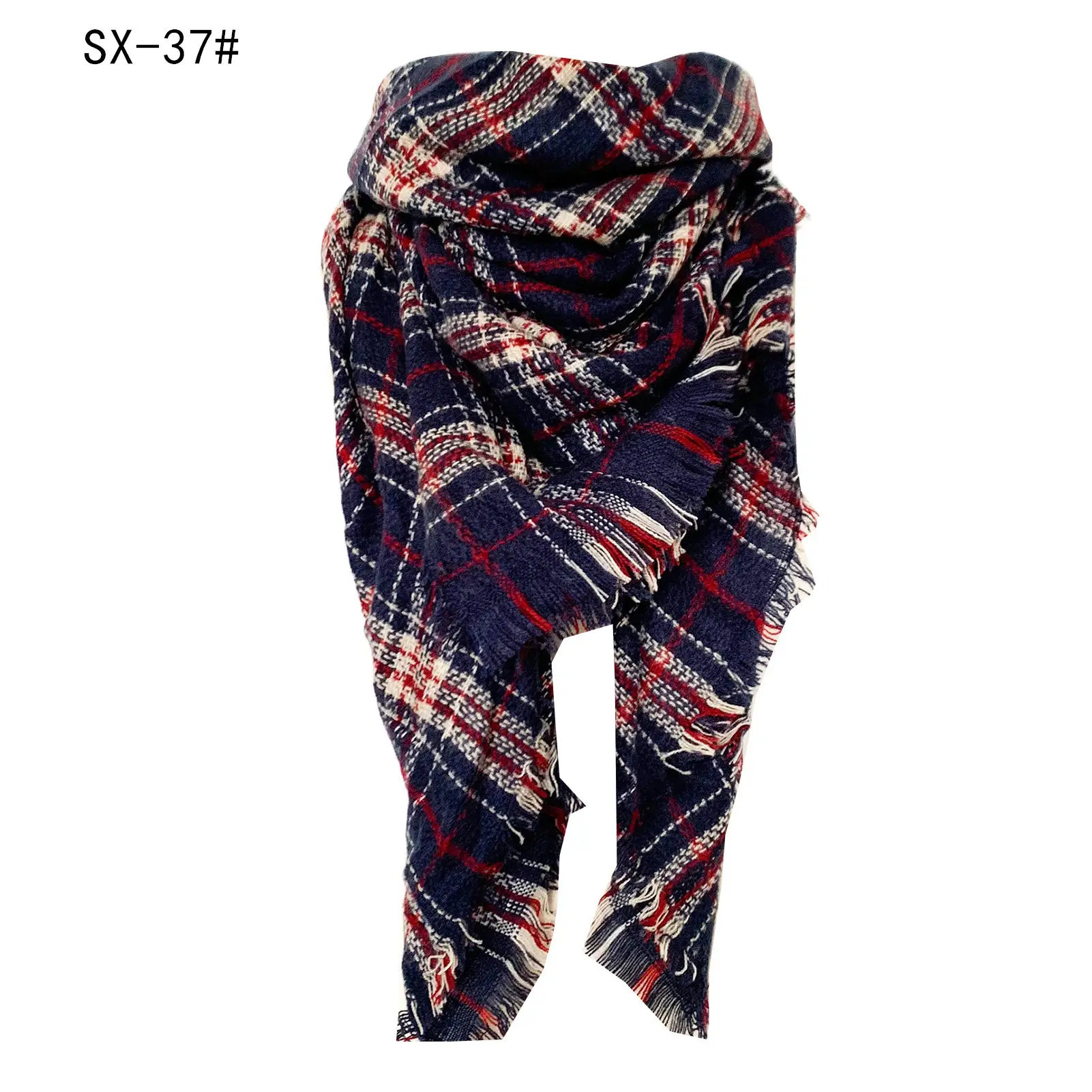 Faux Cashmere Plaid Triangle Shawl Scarf for Women - Image 15