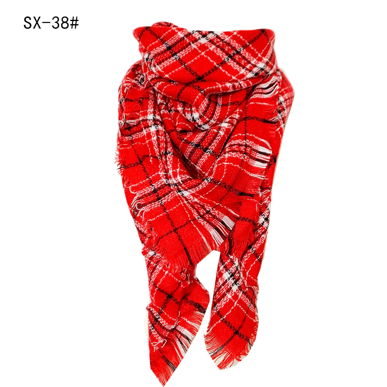 Faux Cashmere Plaid Triangle Shawl Scarf for Women - Image 16