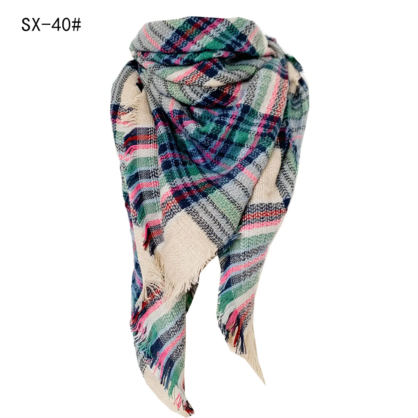 Faux Cashmere Plaid Triangle Shawl Scarf for Women - Image 17