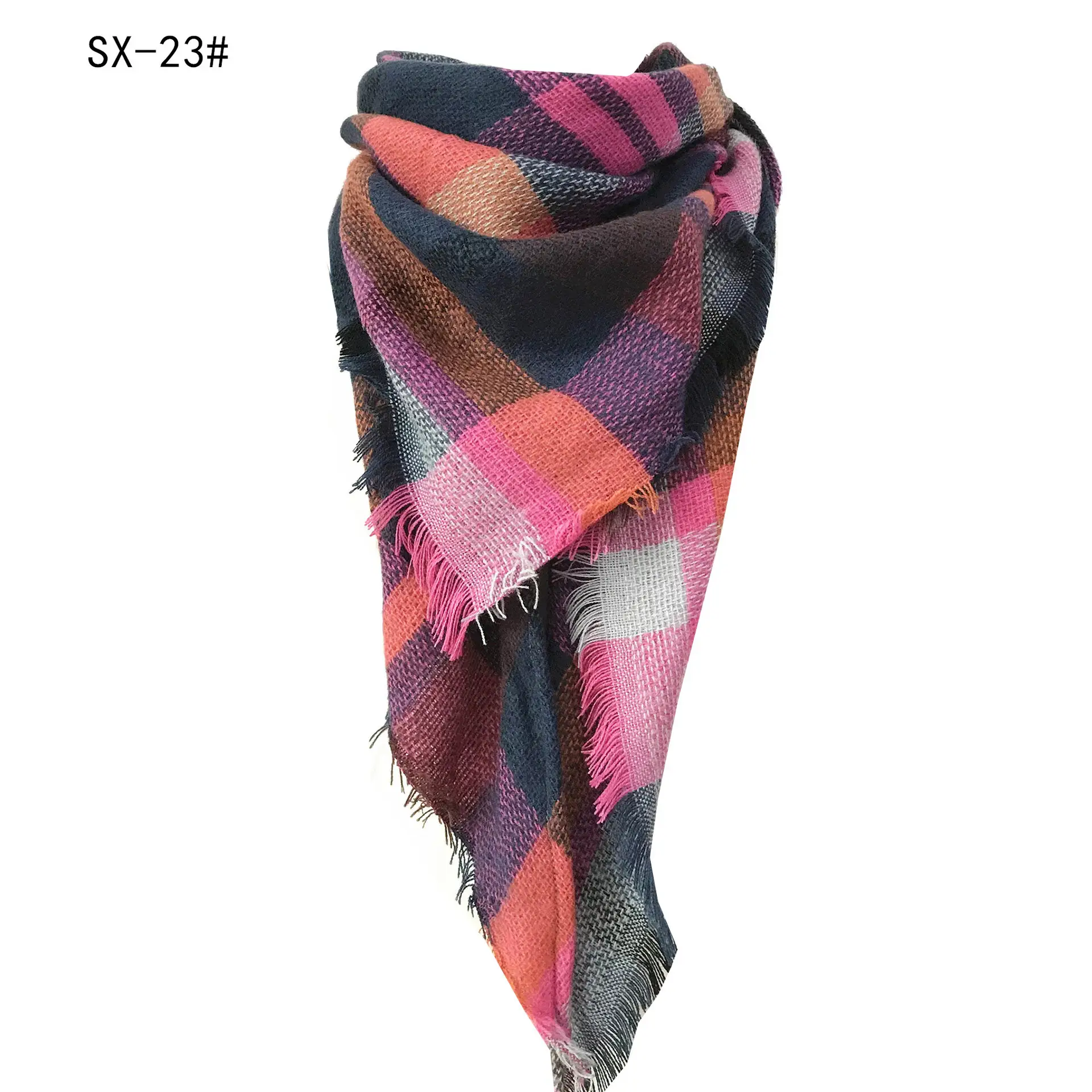 Faux Cashmere Plaid Triangle Shawl Scarf for Women - Image 2