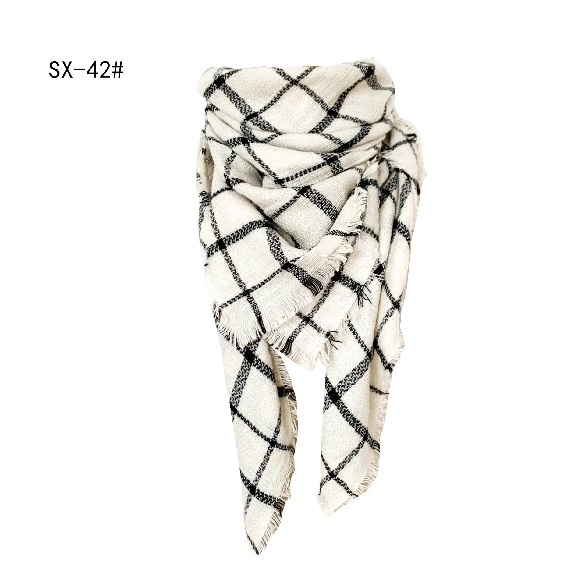 Faux Cashmere Plaid Triangle Shawl Scarf for Women - Image 18