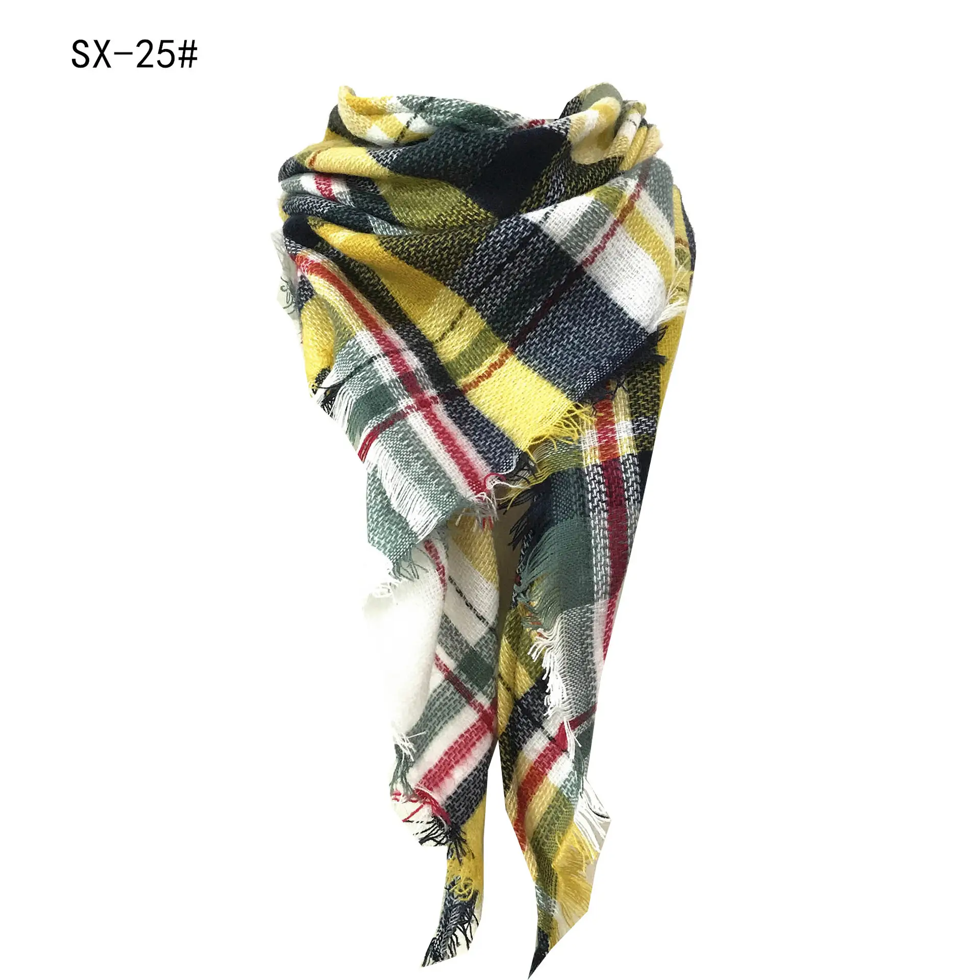 Faux Cashmere Plaid Triangle Shawl Scarf for Women - Image 4