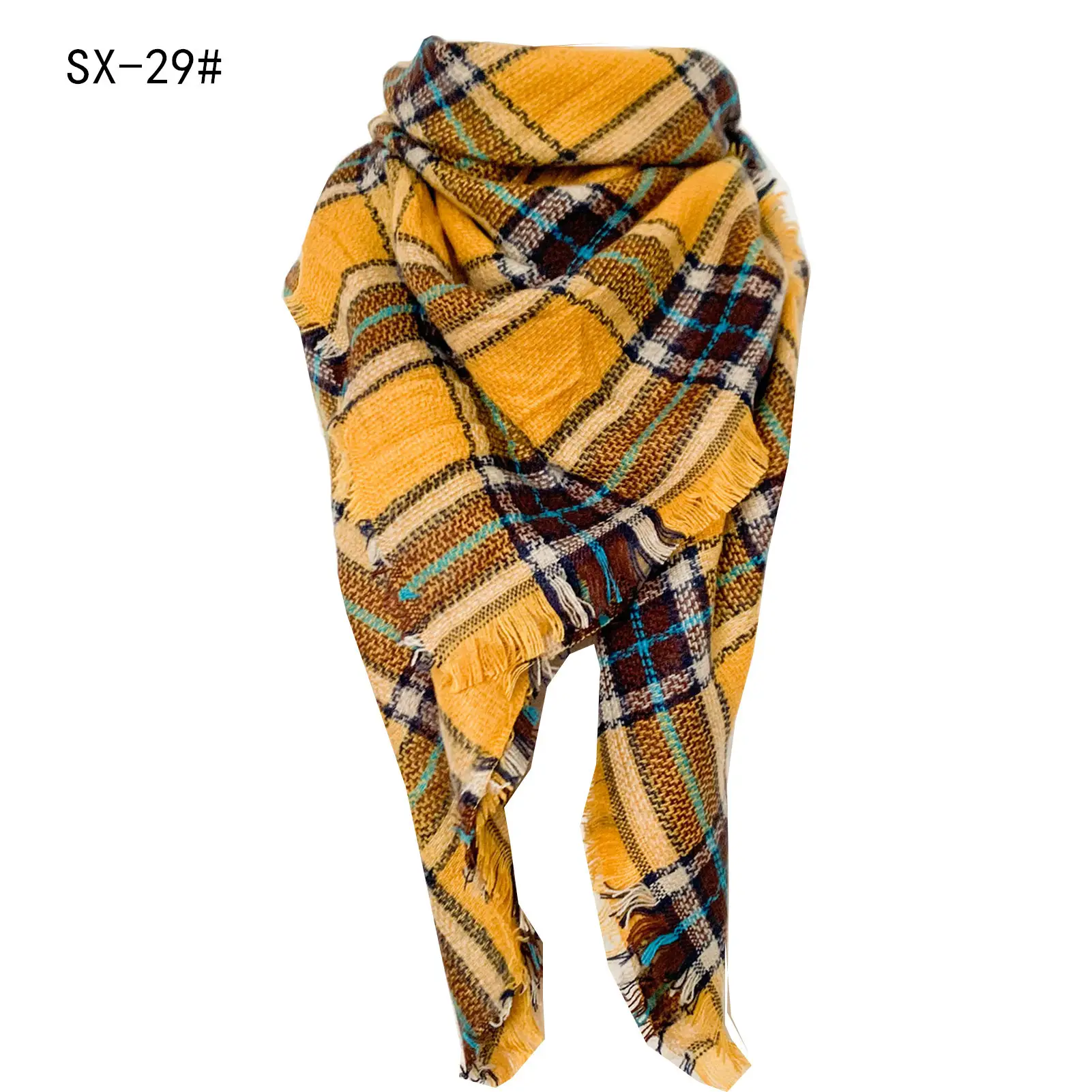 Faux Cashmere Plaid Triangle Shawl Scarf for Women - Image 8