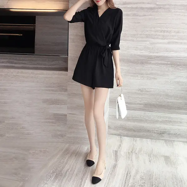 Black Jumpsuit Women Summer Slim Fit High Waist - Image 3