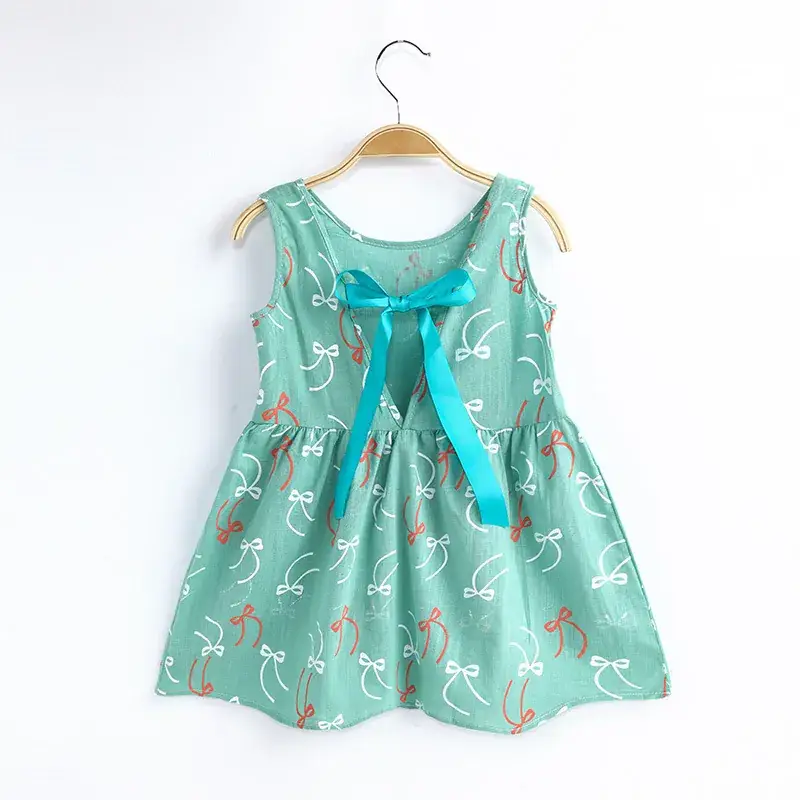 2024 Summer Sleeveless Bow Dress for Girls Cotton Linen - Image 6