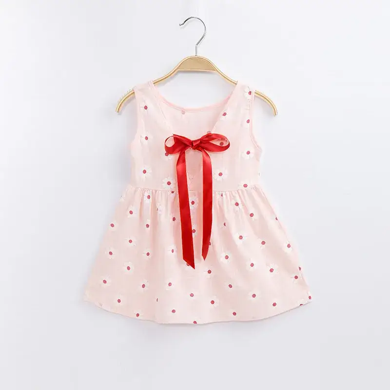 2024 Summer Sleeveless Bow Dress for Girls Cotton Linen - Image 9