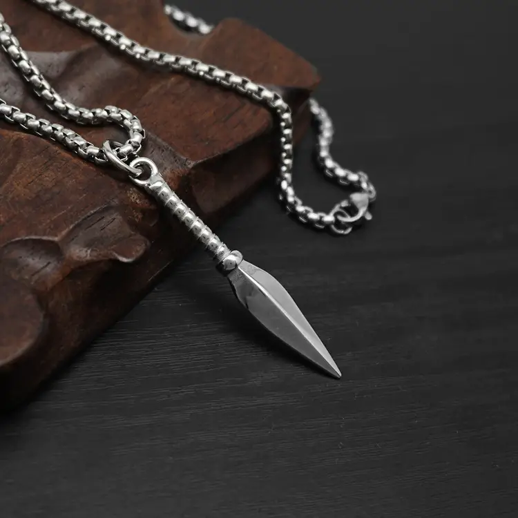 Titanium Steel Punk Spearhead Pendant Necklace Gold