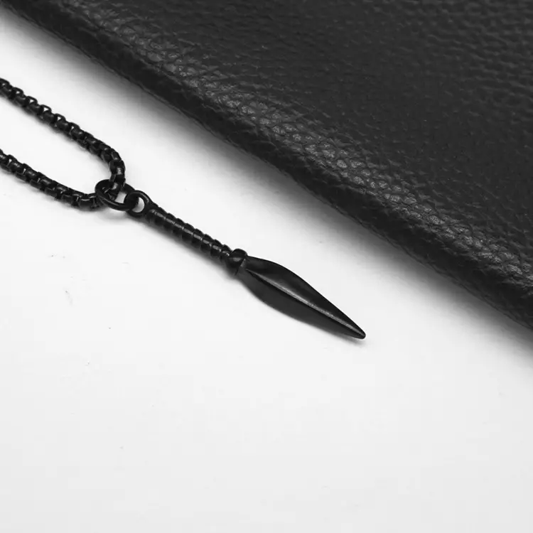 Titanium Steel Punk Spearhead Pendant Necklace Gold
