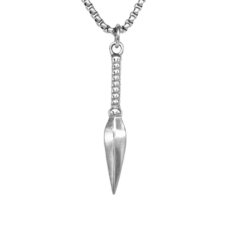 Titanium Steel Punk Spearhead Pendant Necklace Gold