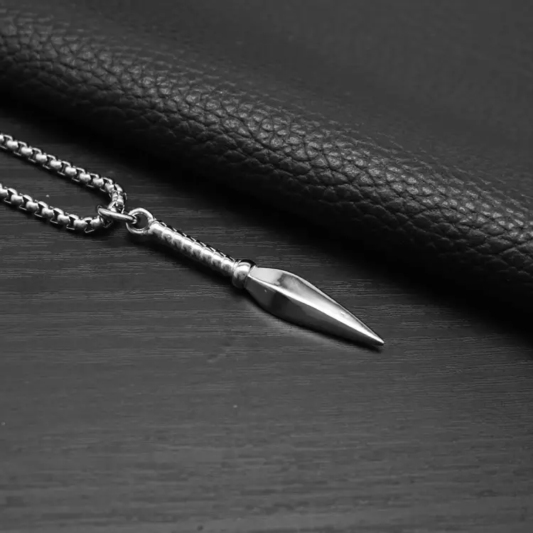 Titanium Steel Punk Spearhead Pendant Necklace Gold — feature 10