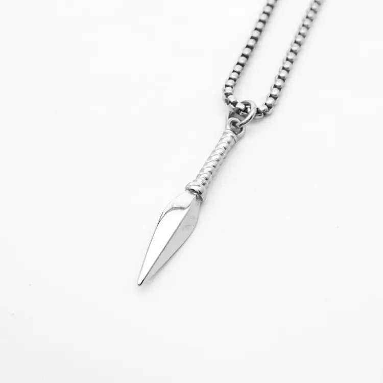 Titanium Steel Punk Spearhead Pendant Necklace Gold — feature 11