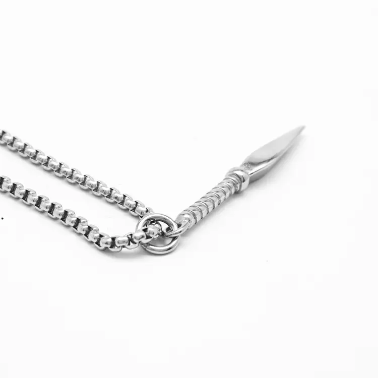Titanium Steel Punk Spearhead Pendant Necklace Gold — feature 13