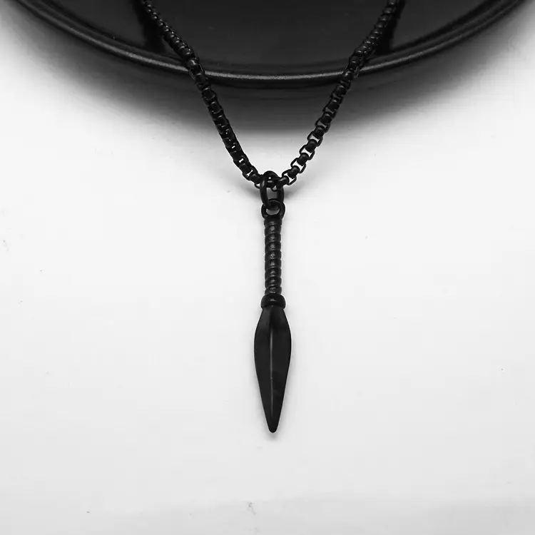 Titanium Steel Punk Spearhead Pendant Necklace Gold — feature 20