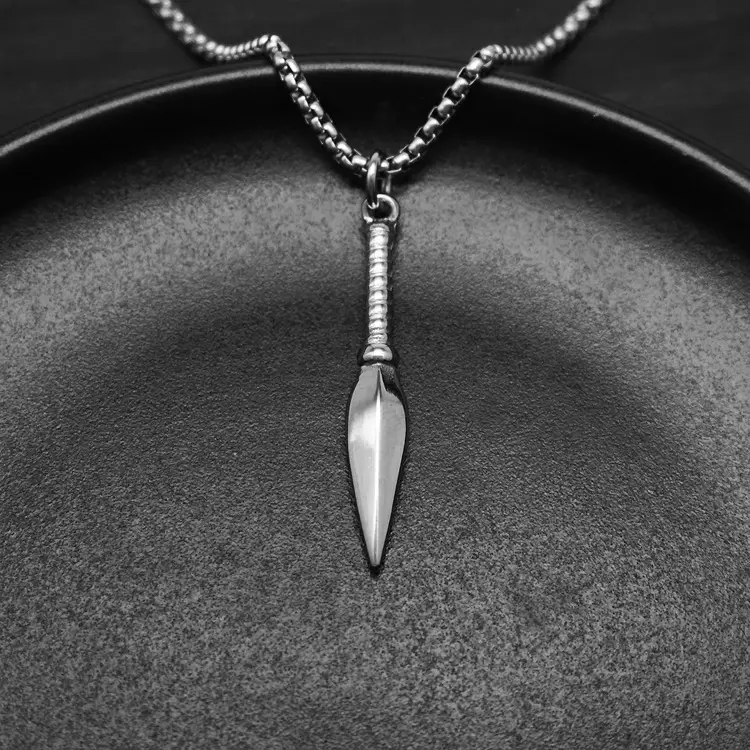 Titanium Steel Punk Spearhead Pendant Necklace Gold — feature 8