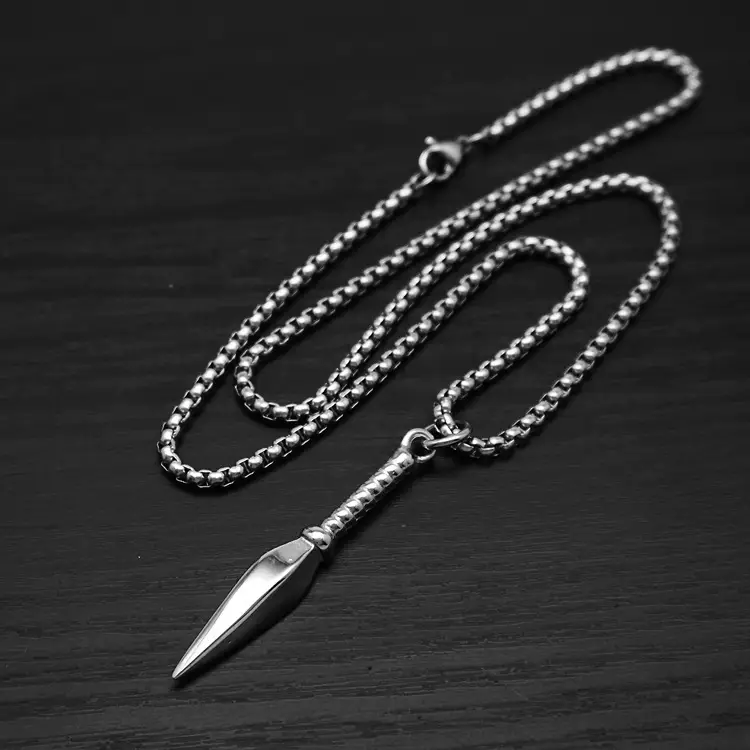Titanium Steel Punk Spearhead Pendant Necklace Gold