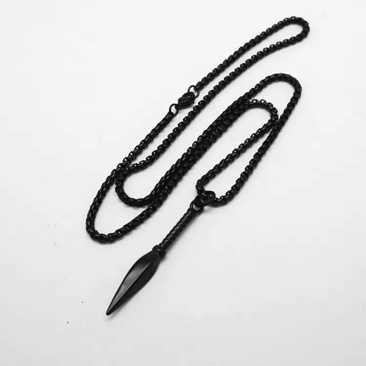Titanium Steel Punk Spearhead Pendant Necklace Gold