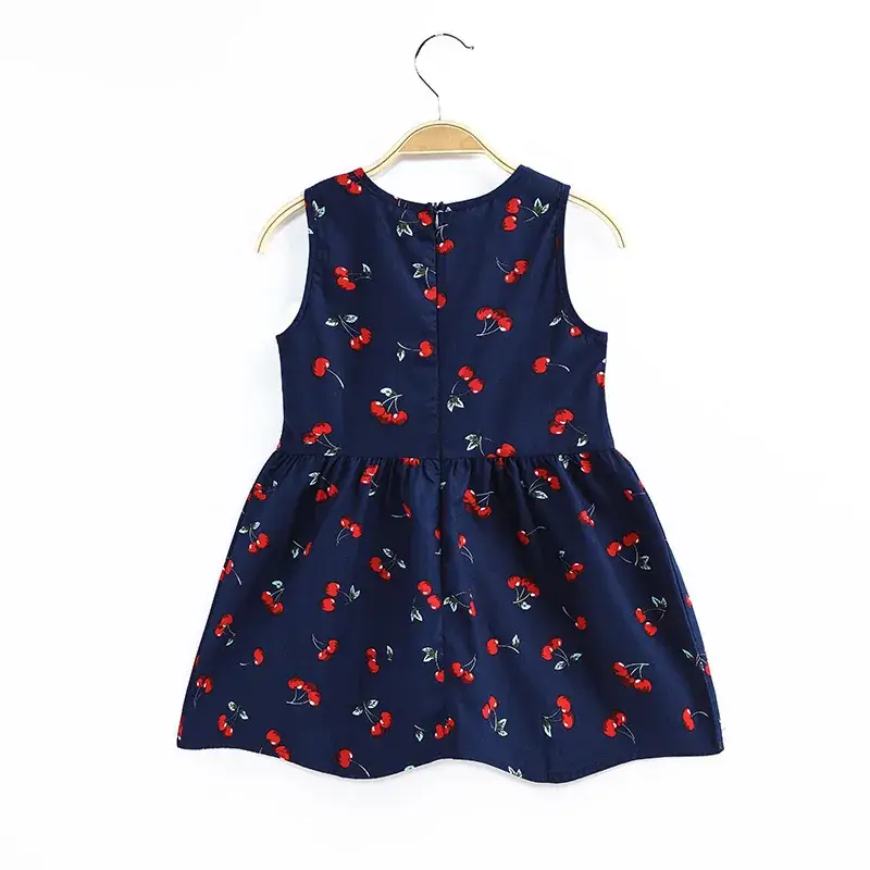 2023 New Korean Style Sweet Sleeveless Girls Dress Cherry Print - Image 4