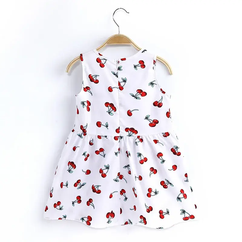 2023 New Korean Style Sweet Sleeveless Girls Dress Cherry Print - Image 6