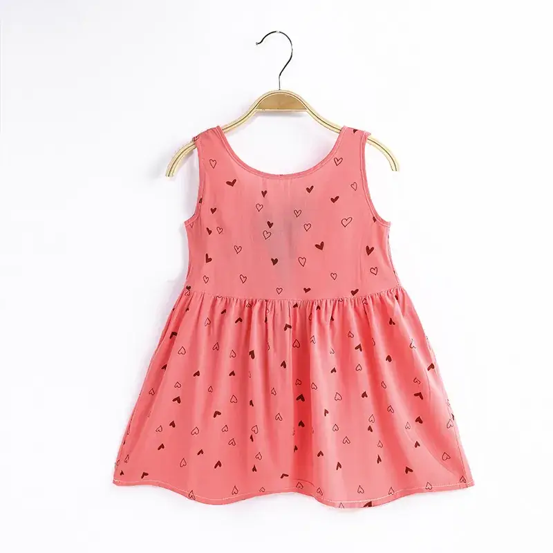Factory 2023 Girls Sleeveless Pink Heart Print Dress - Image 7
