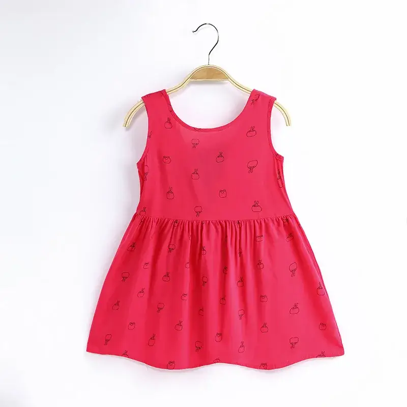 Factory 2023 Girls Sleeveless Pink Heart Print Dress