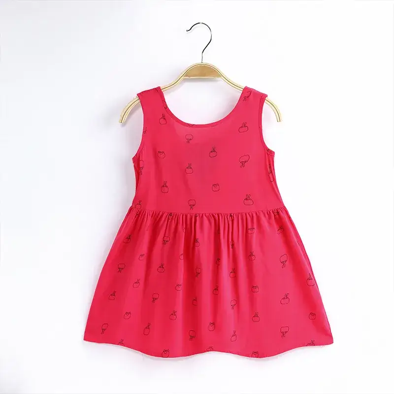 Factory 2023 Girls Sleeveless Pink Heart Print Dress - Image 2