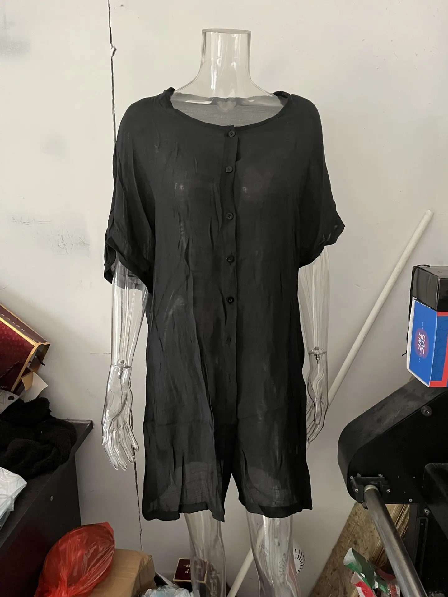 Women's Pink V-Neck Loose Summer Shirt Multi-Size - Image 8