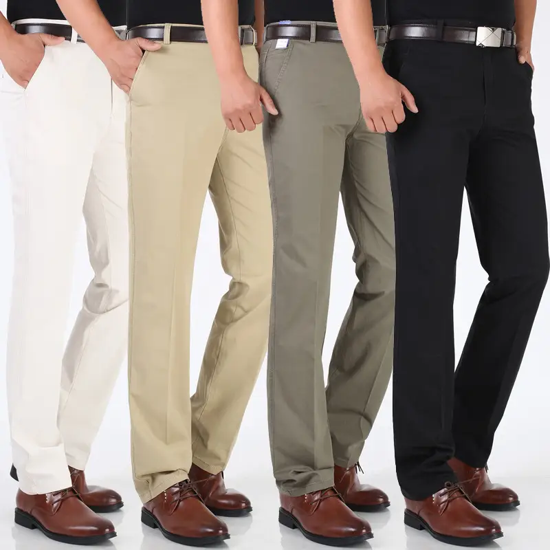 Men's Thin Grey Cotton Business Pants Straight Cut - Image 11