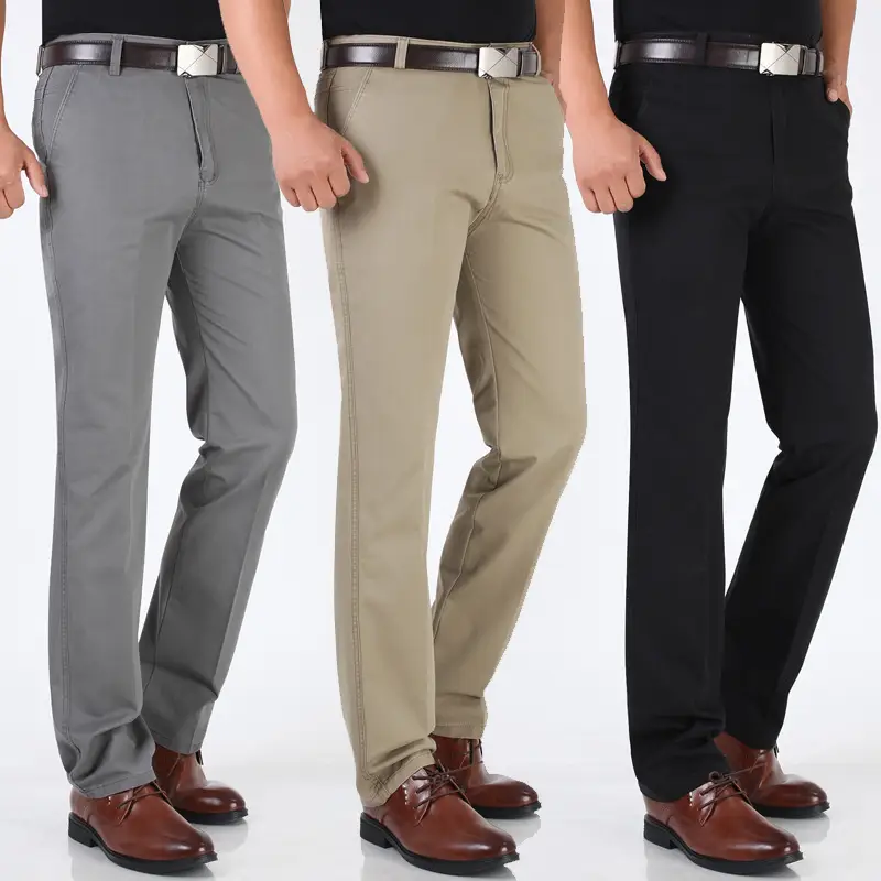 Men's Thin Grey Cotton Business Pants Straight Cut - Image 12