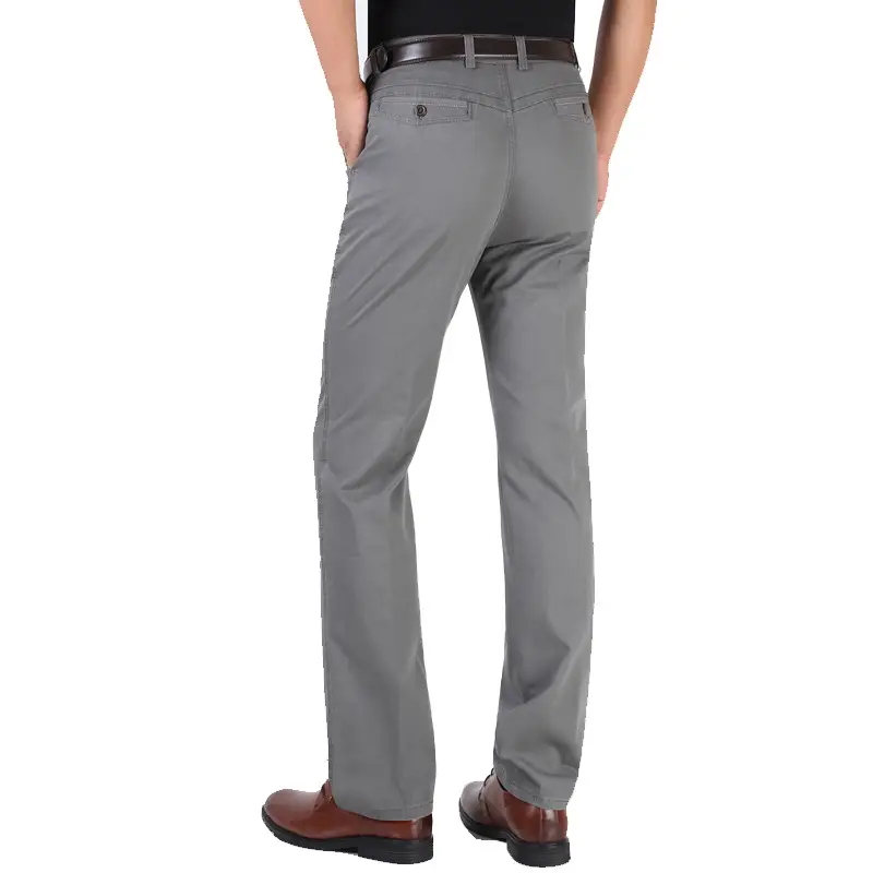 Men's Thin Grey Cotton Business Pants Straight Cut - Image 13
