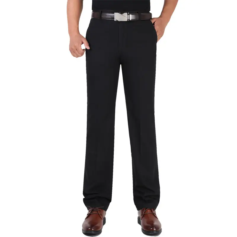 Men's Thin Grey Cotton Business Pants Straight Cut - Image 14