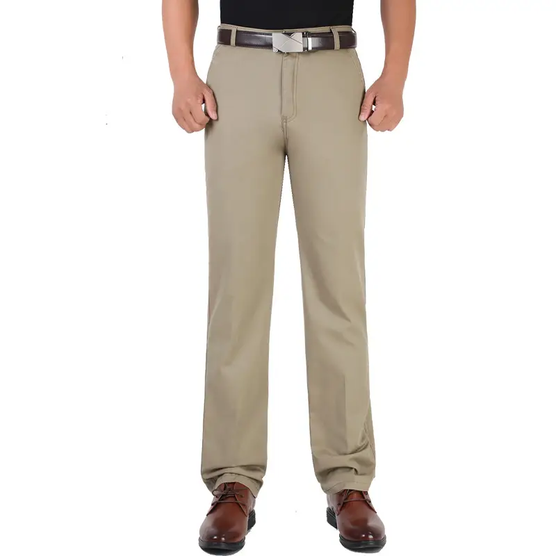 Men's Thin Grey Cotton Business Pants Straight Cut - Image 15
