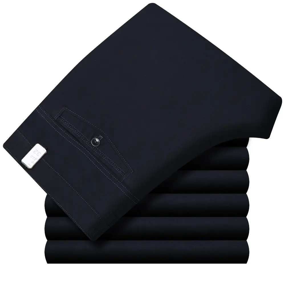 Men's Thin Grey Cotton Business Pants Straight Cut - Image 9