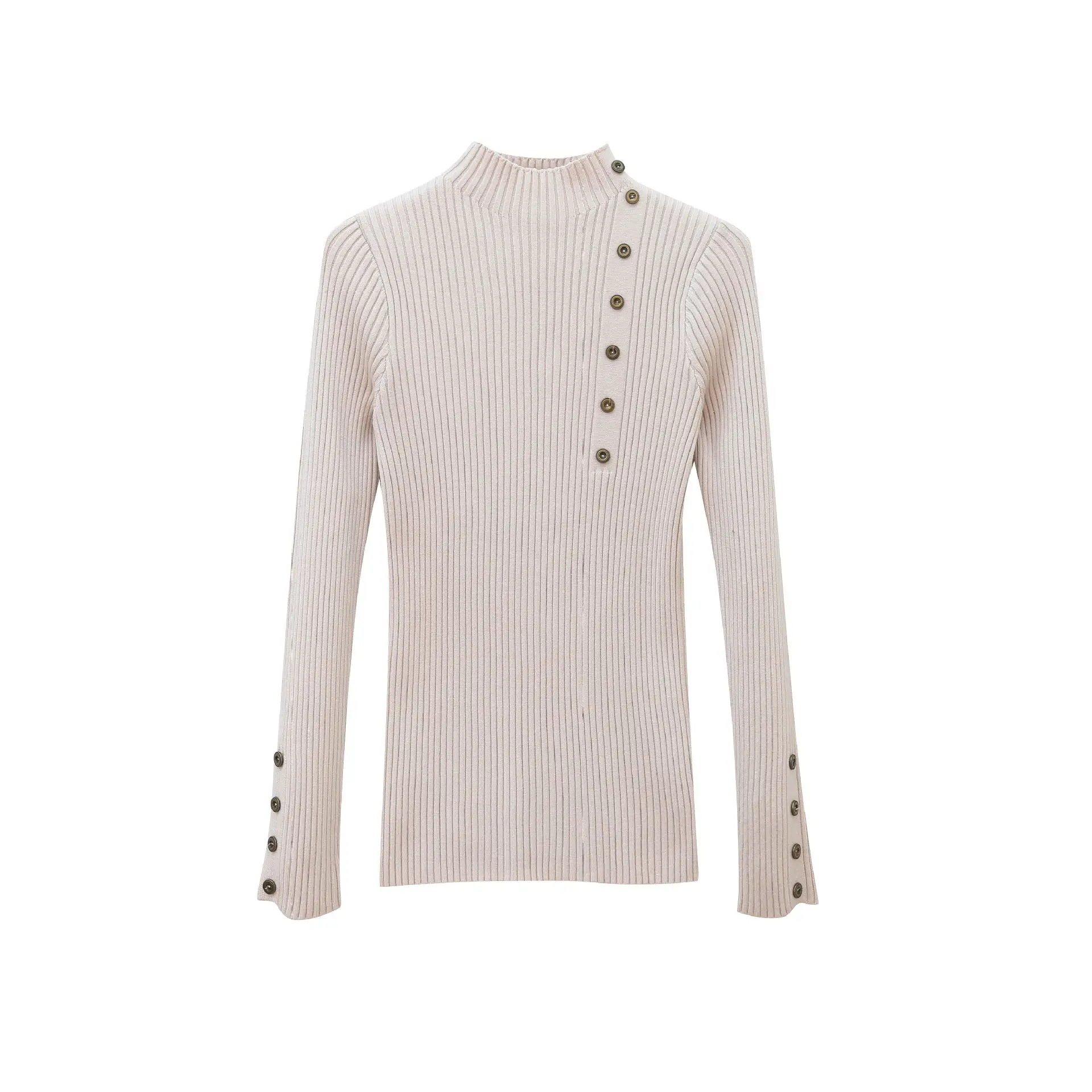 Women's Black Button Long Sleeve Turtleneck Sweater Set - Image 14