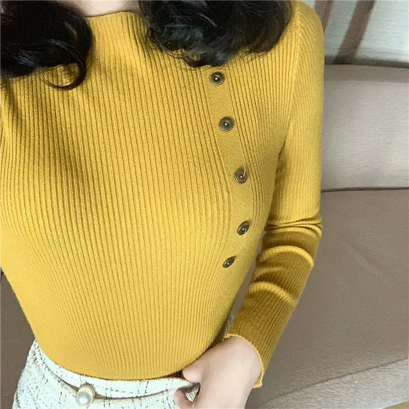 Women's Black Button Long Sleeve Turtleneck Sweater Set - Image 4