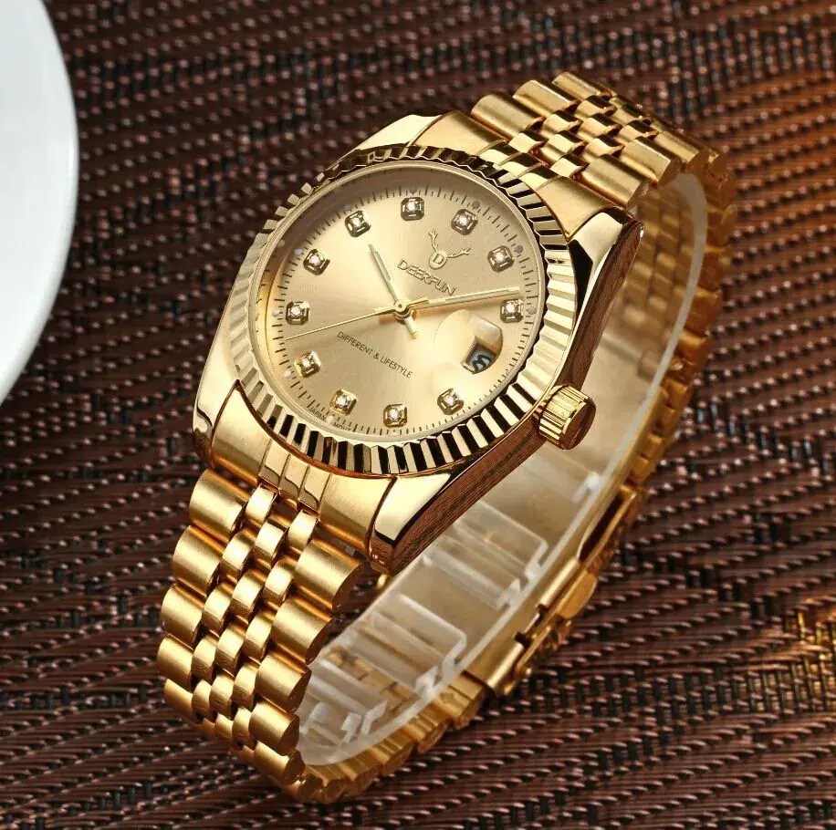Gold Chain Watch with Diamond Dial for Men - Image 13
