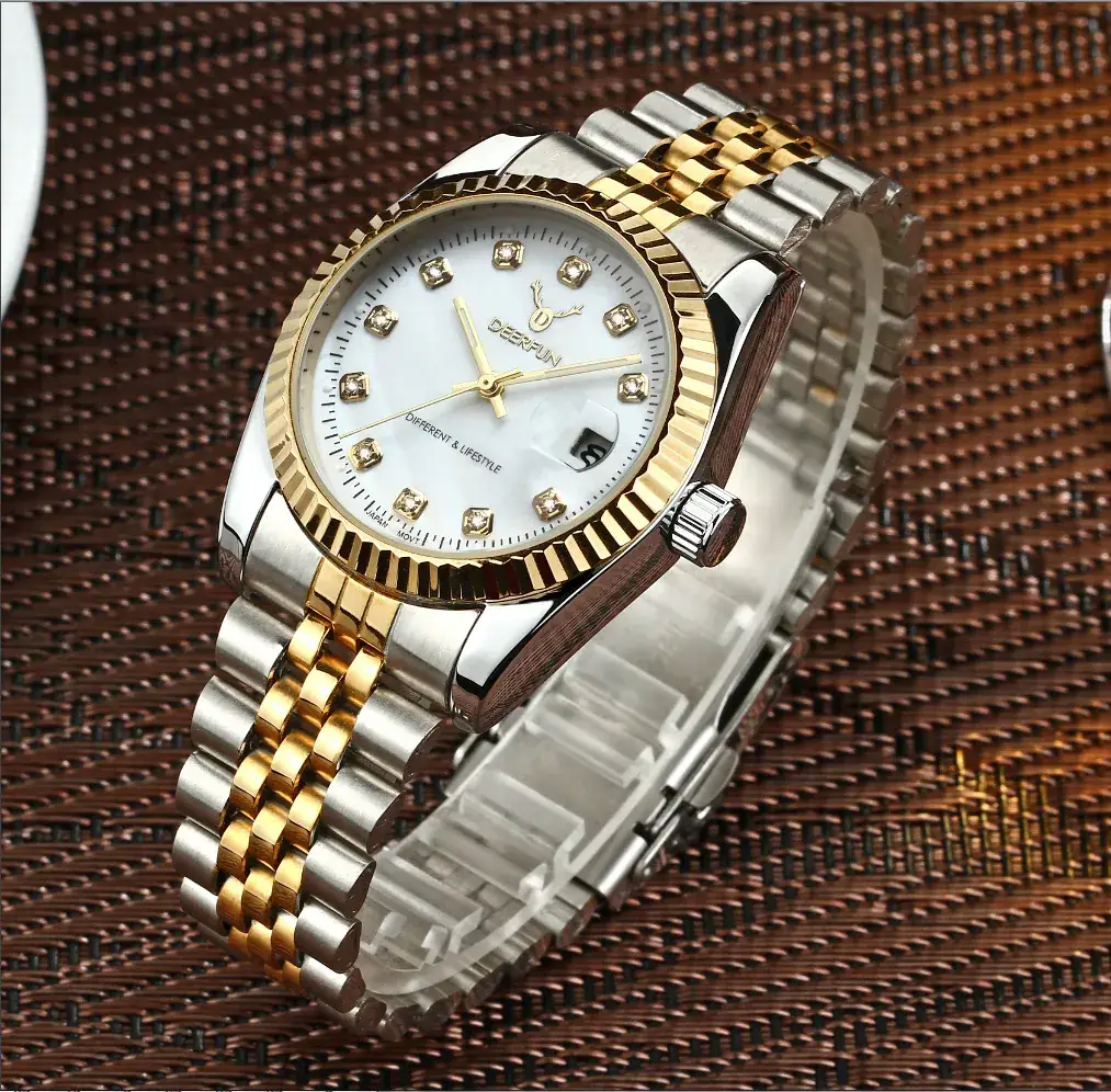 Gold Chain Watch with Diamond Dial for Men - Image 2