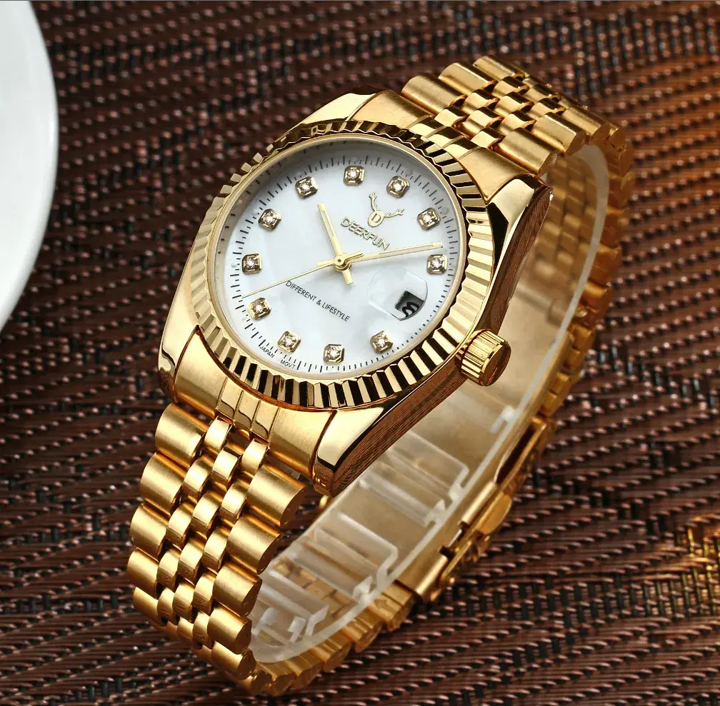 Gold Chain Watch with Diamond Dial for Men - Image 3