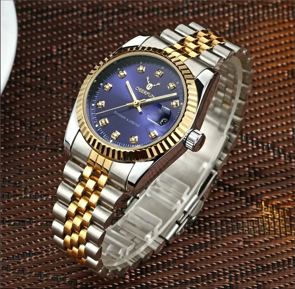 Gold Chain Watch with Diamond Dial for Men - Image 8