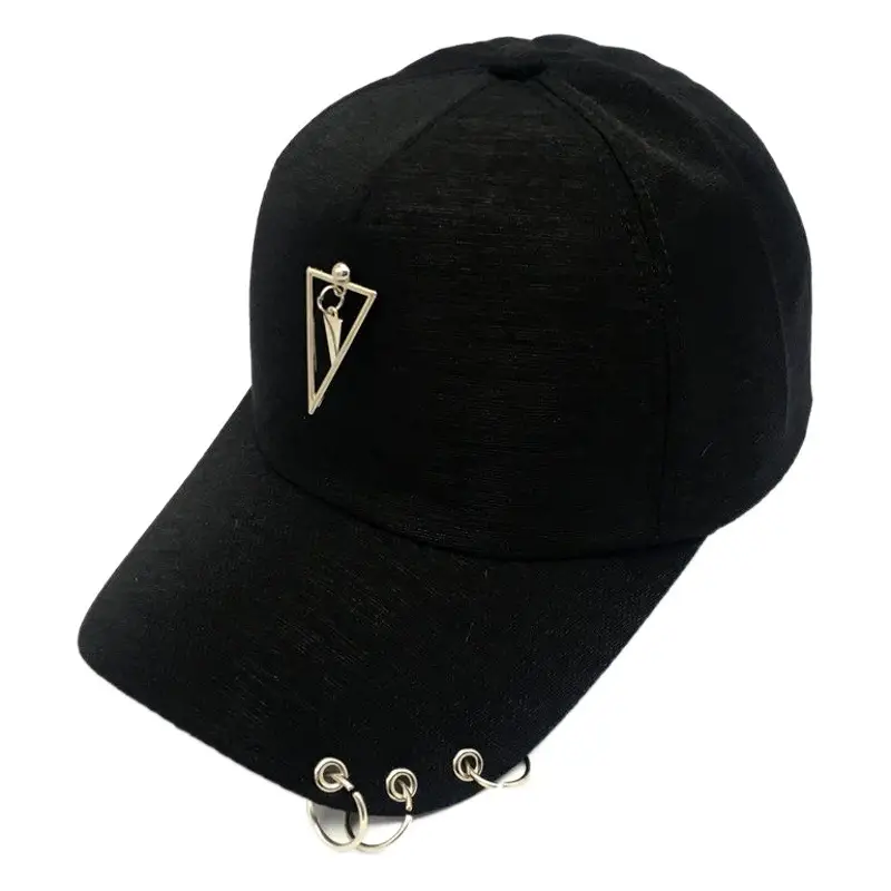 Black Metal Buckle Baseball Cap for Men Women Travel Sun Hat