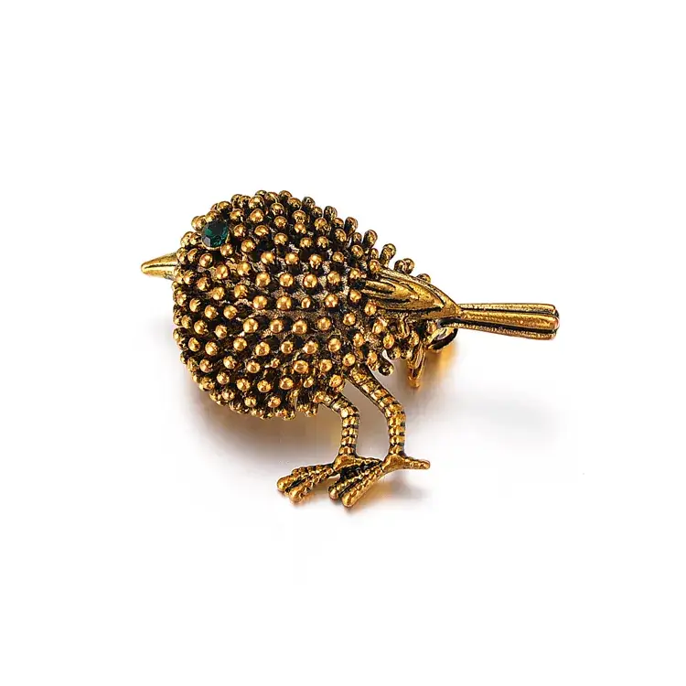 Retro Bird Diamond Brooch Gold Plated - Image 2