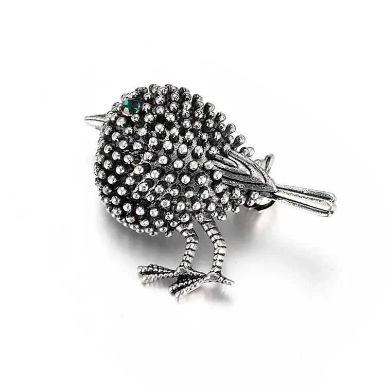 Retro Bird Diamond Brooch Gold Plated