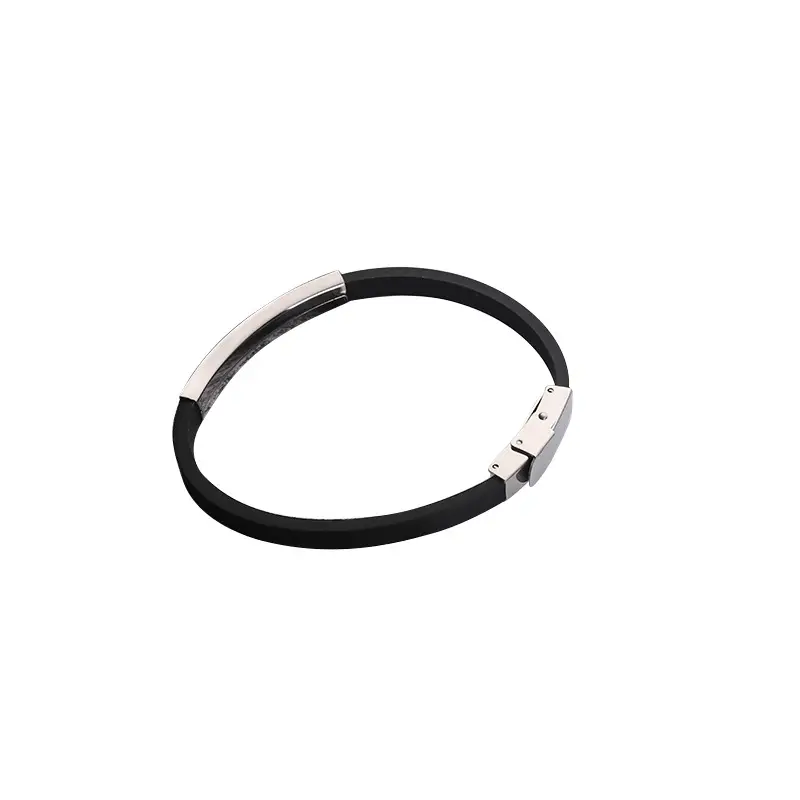 Classic Titanium Steel Silicone Bracelet Black Small - Image 9