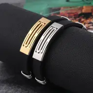 Classic Titanium Steel Silicone Bracelet Black Small — feature 19