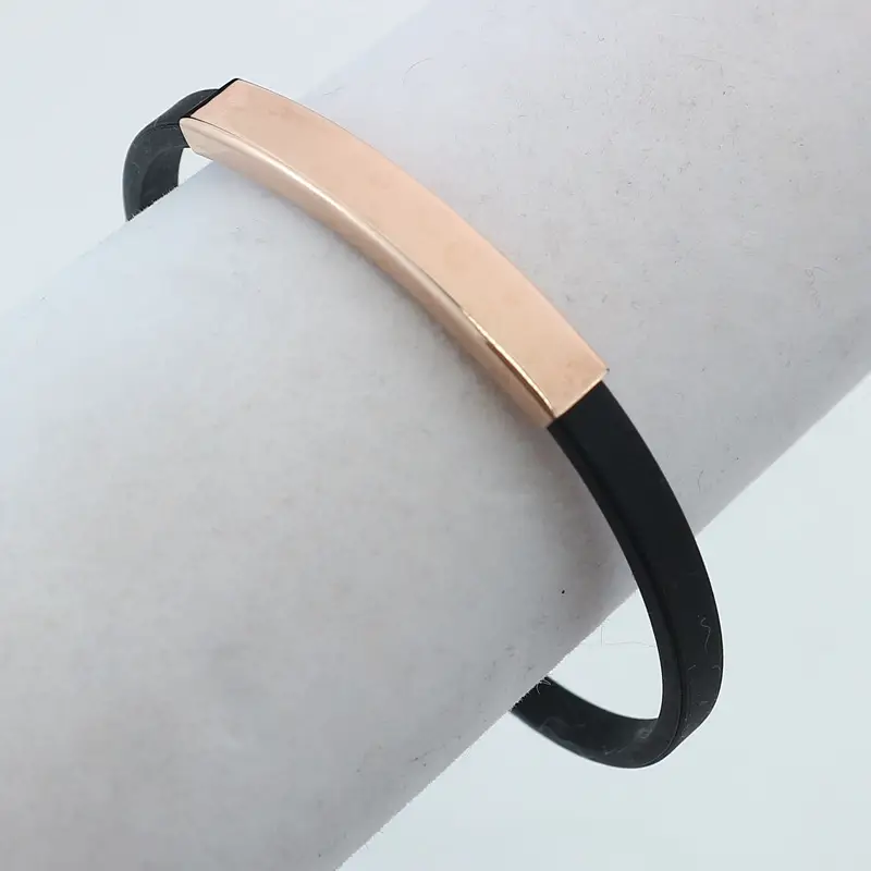 Classic Titanium Steel Silicone Bracelet Black Small - Image 3