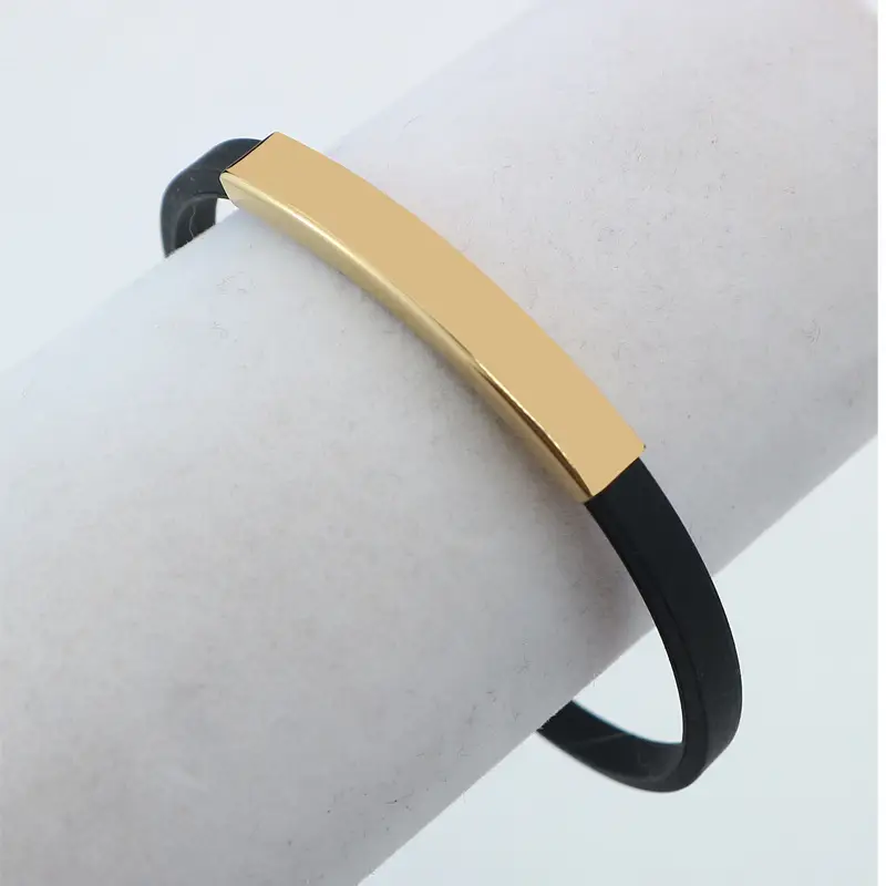 Classic Titanium Steel Silicone Bracelet Black Small - Image 4