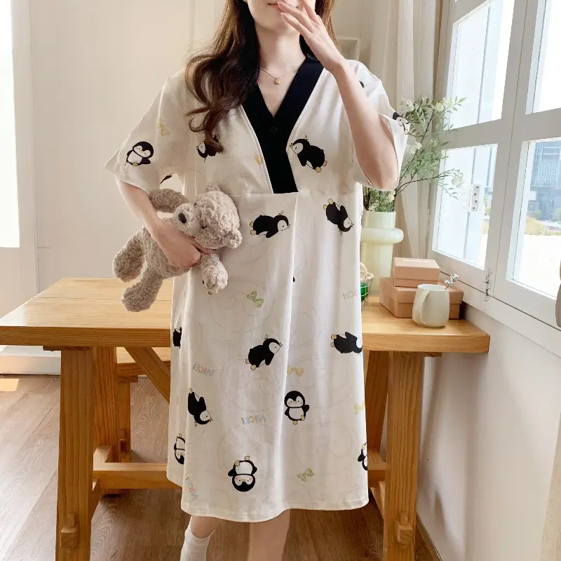 Spring Nursing Dress Large Size Cartoon Print - Image 9